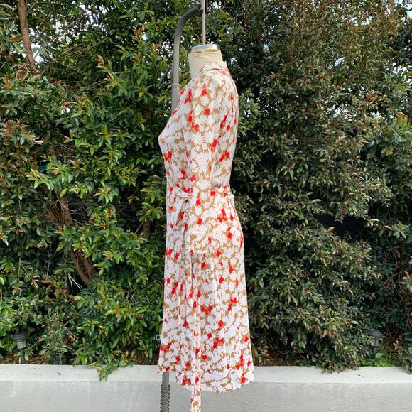 Diane Von Furstenberg Floral Wrap Midi Dress - Red and White - Picture 5 of 8